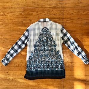 Plaid and Paisley Sheer Button Down
